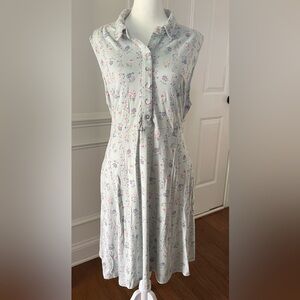 April Cornell Floral Sleeveless Blue Dress Size Large